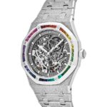 Audemars Piguet Royal Oak 15412BC.YG.1224BC.03 Double Balance Wheel Rainbow Bezel Frosted White Gold - Image 4