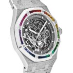 Audemars Piguet Royal Oak 15412BC.YG.1224BC.03 Double Balance Wheel Rainbow Bezel Frosted White Gold - Image 3