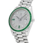 Rolex Day-Date 40 228396TEM Platinum Diamond Dial Emerald Bezel - Image 3