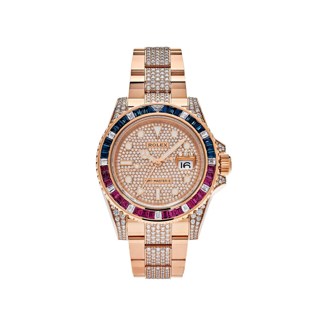 imgi_95_rolex-gmt-master-ii-rose-gold-sapphire-rubies-diamond-pave-126755saru-rolex-40270410973428 Rolex GMT-Master II 126755SARU Rose Gold Sapphire and Ruby Diamond Pave - Image 1